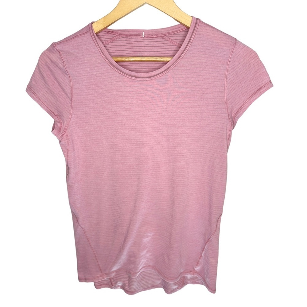 Lululemon Striped Pink Short Sleeve Active Top ptp 17”